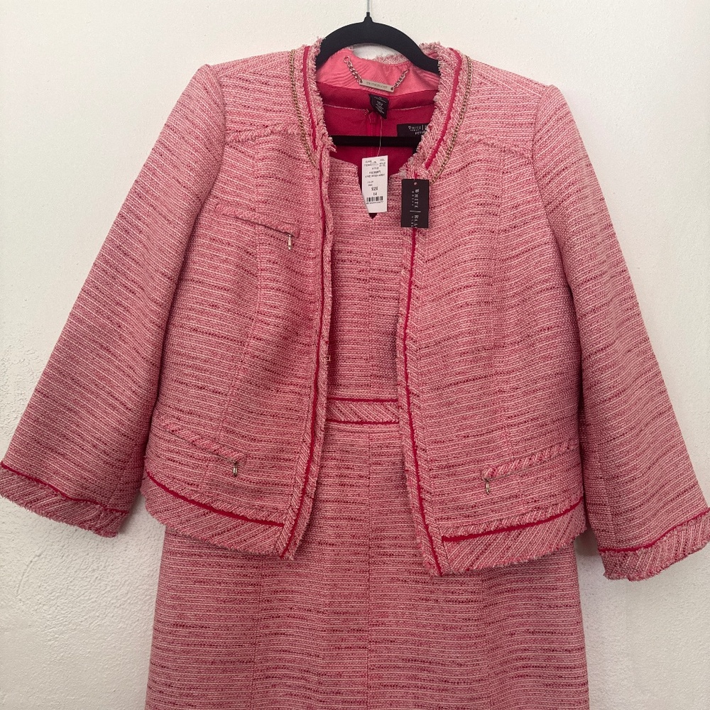 White House Black Market Coral, Blush Tweed Dress and Jacket